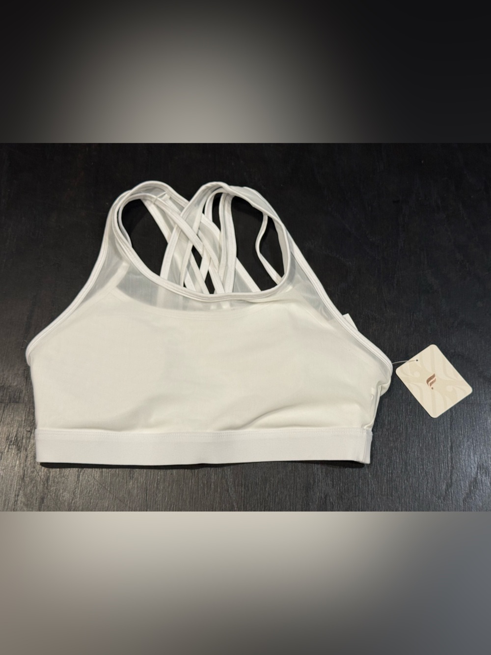 New White Faye High Impact Strappy Sports Bra with Crossback Detail Medium